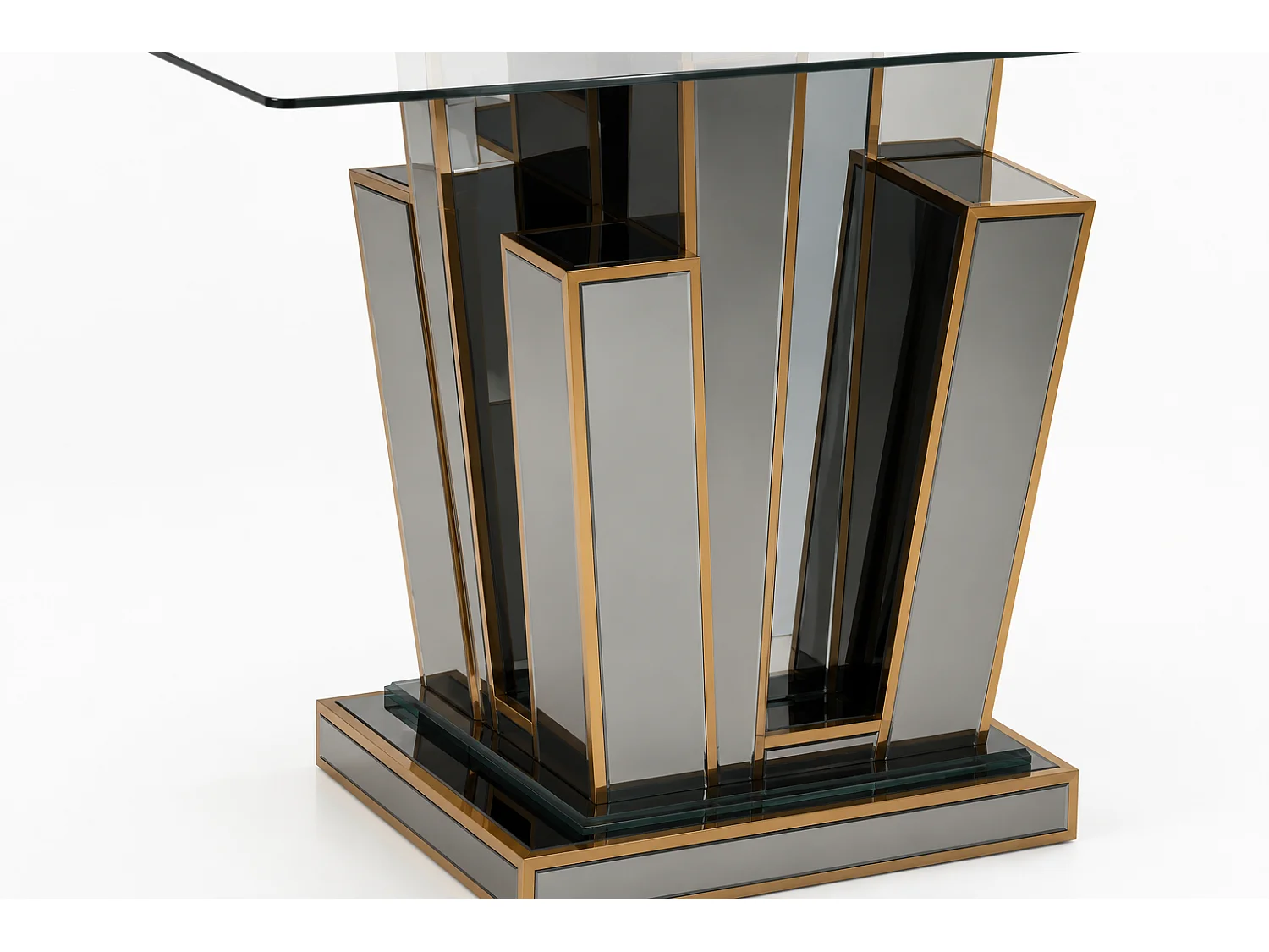 Table à manger GALAXY miroir plateau transparent