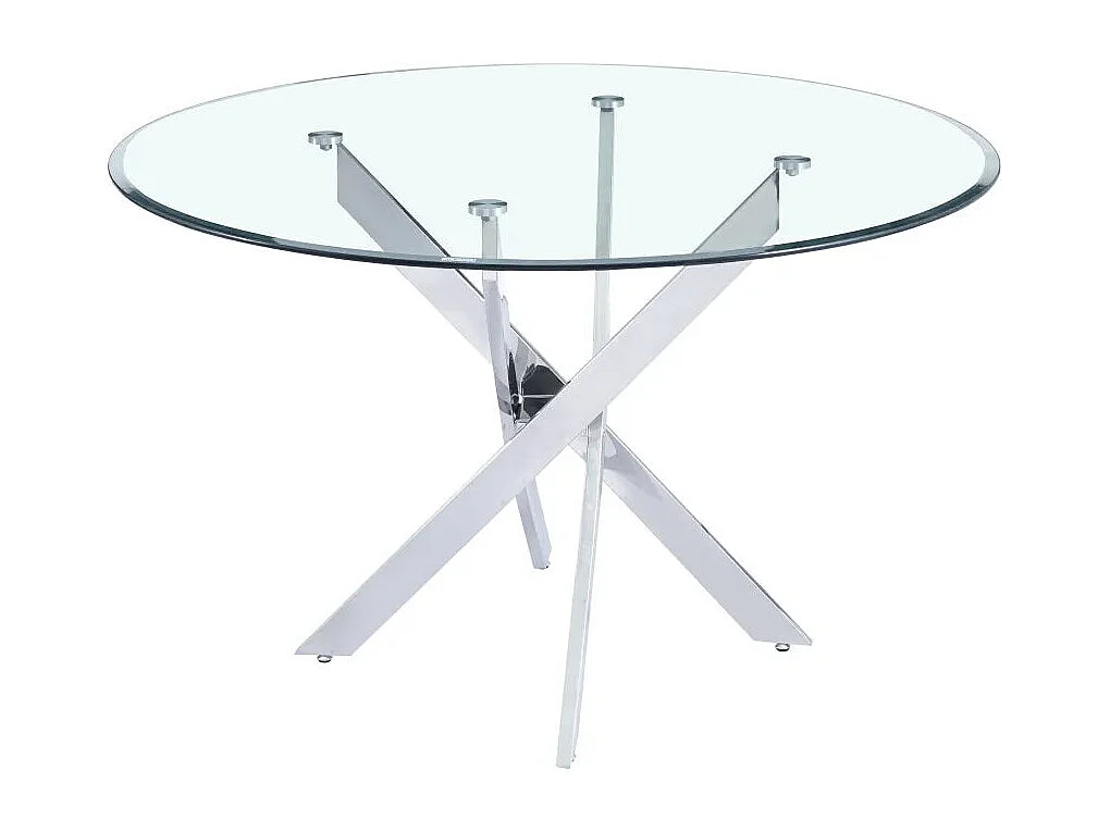 Table a manger ronde TRANSPARENT JESSICA chrome XXL 120 cm 4 couverts