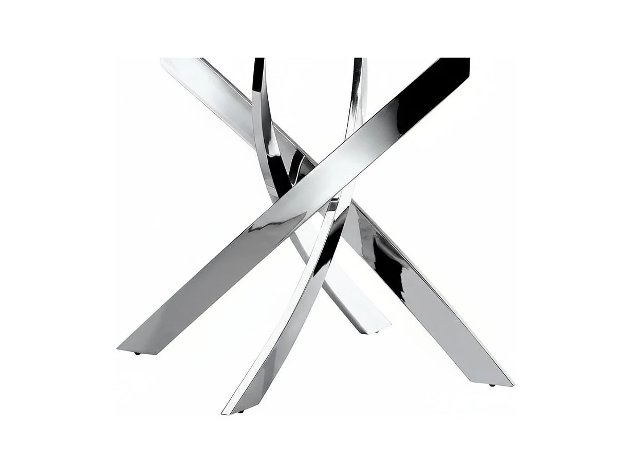 Table a manger ronde TRANSPARENT JESSICA chrome XXL 120 cm 4 couverts