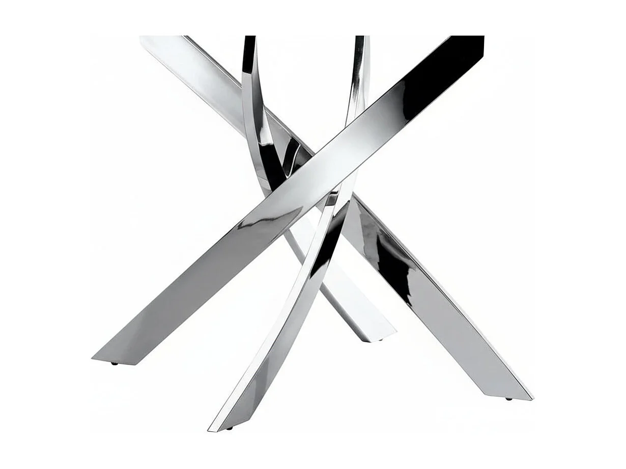 Table a manger ronde TRANSPARENT JESSICA chrome XXL 120 cm 4 couverts