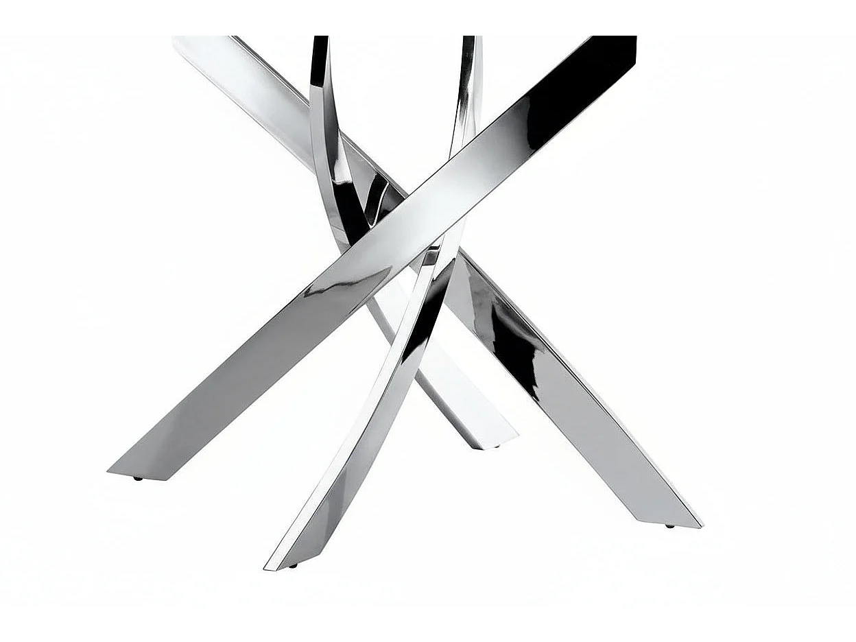Table à manger ronde TRANSPARENT JESSICA chrome XXL 120 cm 4 couverts
