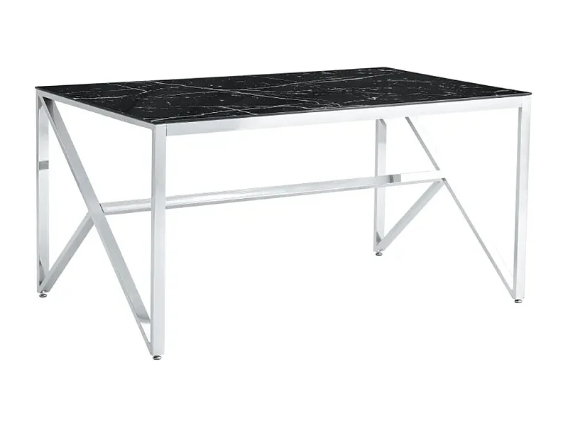 Table à manger MAJESTIQUE Chrome Plateau en verre trempé