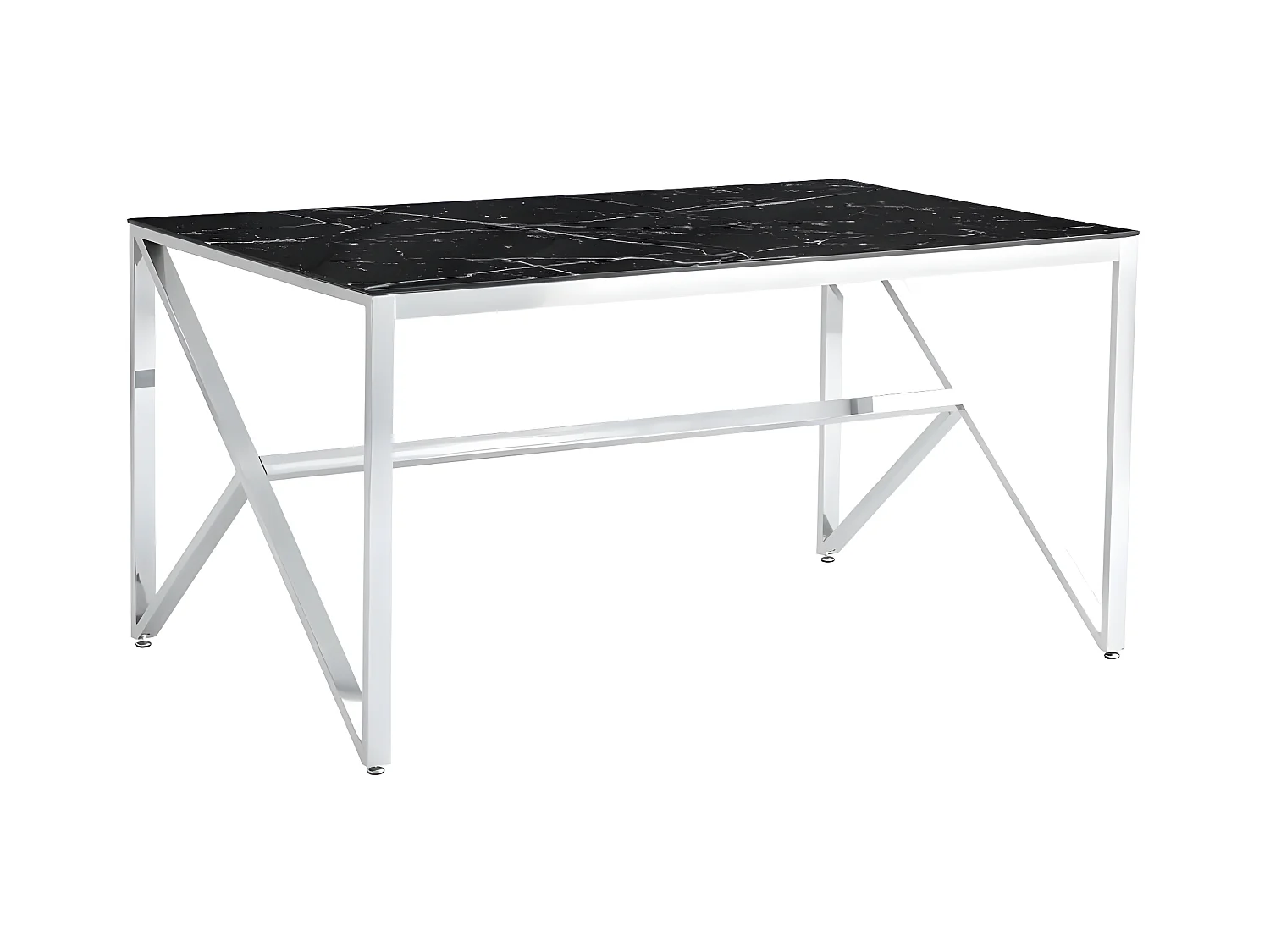 Table à manger MAJESTIQUE Chrome Plateau en verre trempé