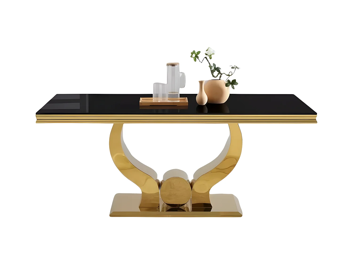 Table à manger TROFY 6 à 8 personnes gold verre 180x90 cm