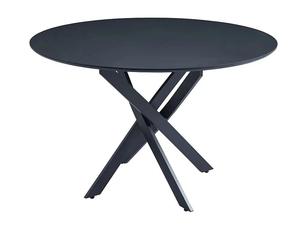 Table à manger JESSICA en bois NOIR pieds métal noir 120 cm