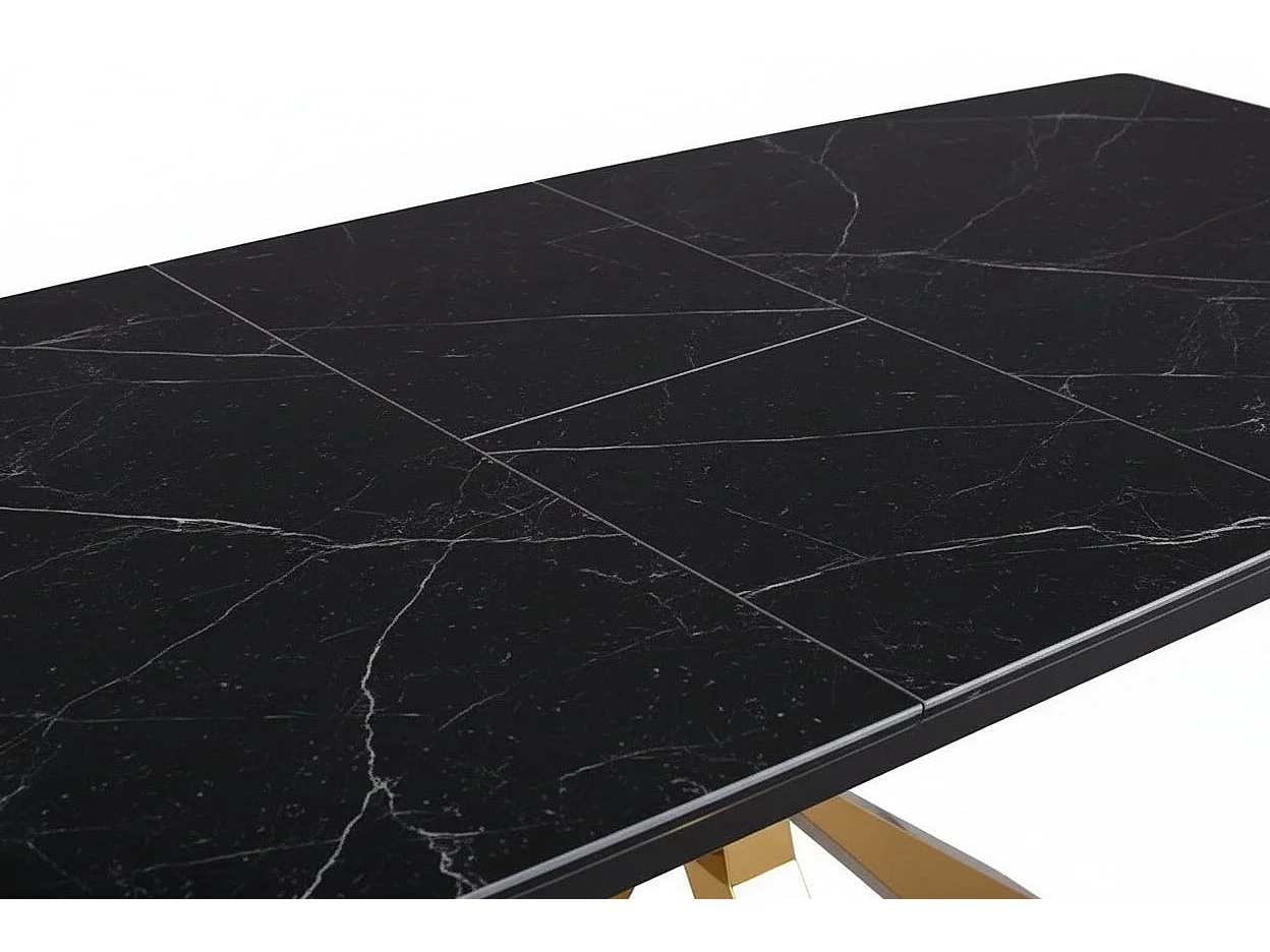 Table à manger extensible Gold - plateau Céramique Marbré noir -  BIANCA