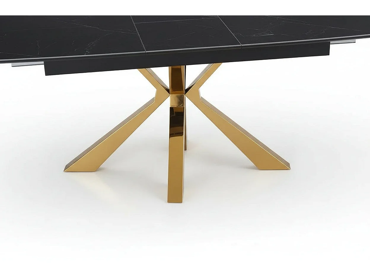 Table à manger extensible Gold - plateau Céramique Marbré noir -  BIANCA