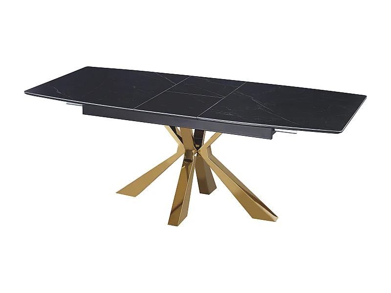 Table extensible BIANCA Gold plateau Céramique - Marbré noir