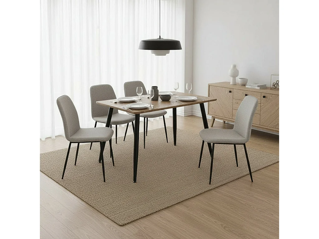 Table à Manger Industrielle Bois Effet Chêne & Métal Noir – 120×70 cm – AMMO