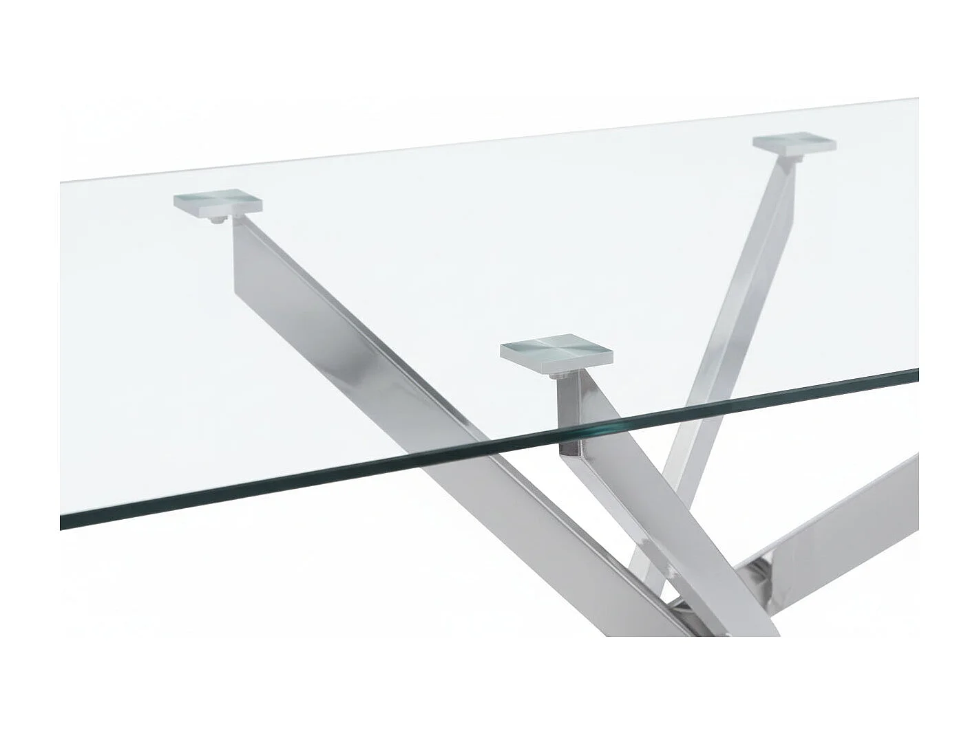 Table repas verre trempé transparent chrome 180x90x75 cm JESSICA XXL