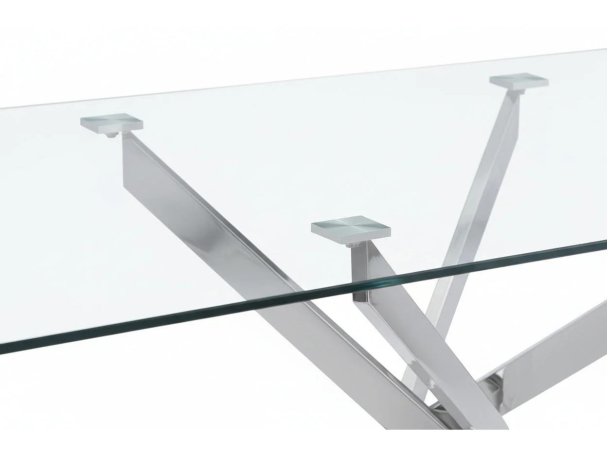 Table repas verre trempé transparent chrome 180x90x75 cm JESSICA XXL