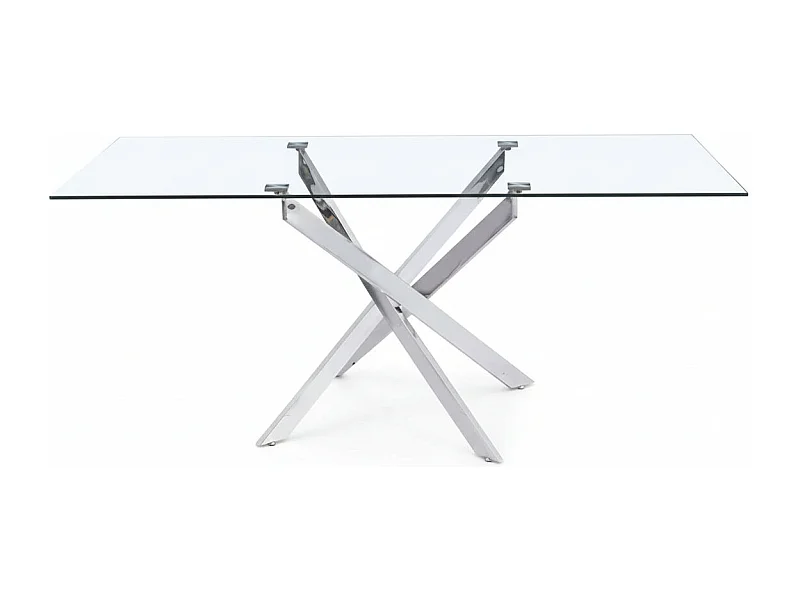 Table repas verre trempé transparent chrome 180x90x75 cm JESSICA XXL