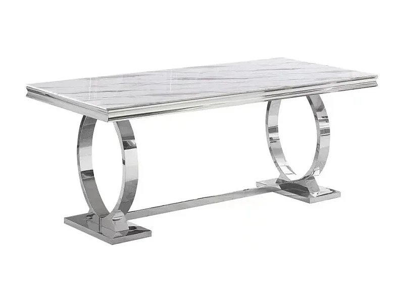 Table à manger 6 à 8 personnes OMEGA Chrome verre 180x90 cm