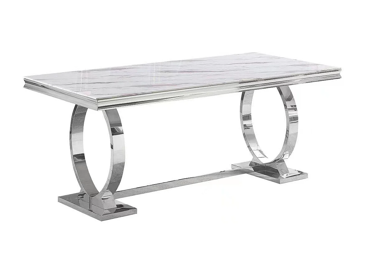 Table à manger 6 à 8 personnes OMEGA Chrome verre 180x90 cm