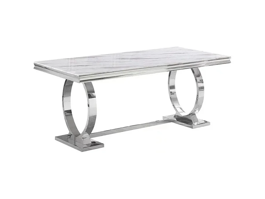 Table à manger 6 à 8 personnes OMEGA Chrome verre 180x90 cm