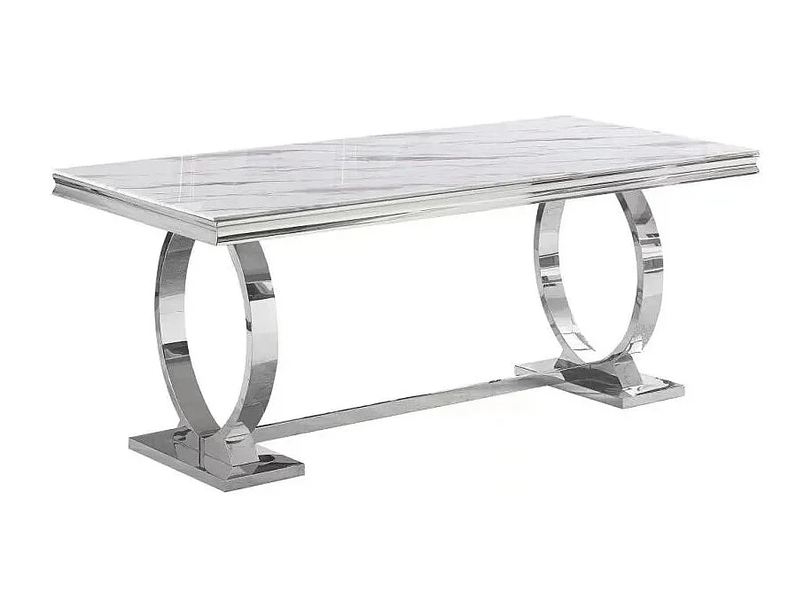 Table à manger 6 à 8 personnes OMEGA Chrome verre 180x90 cm