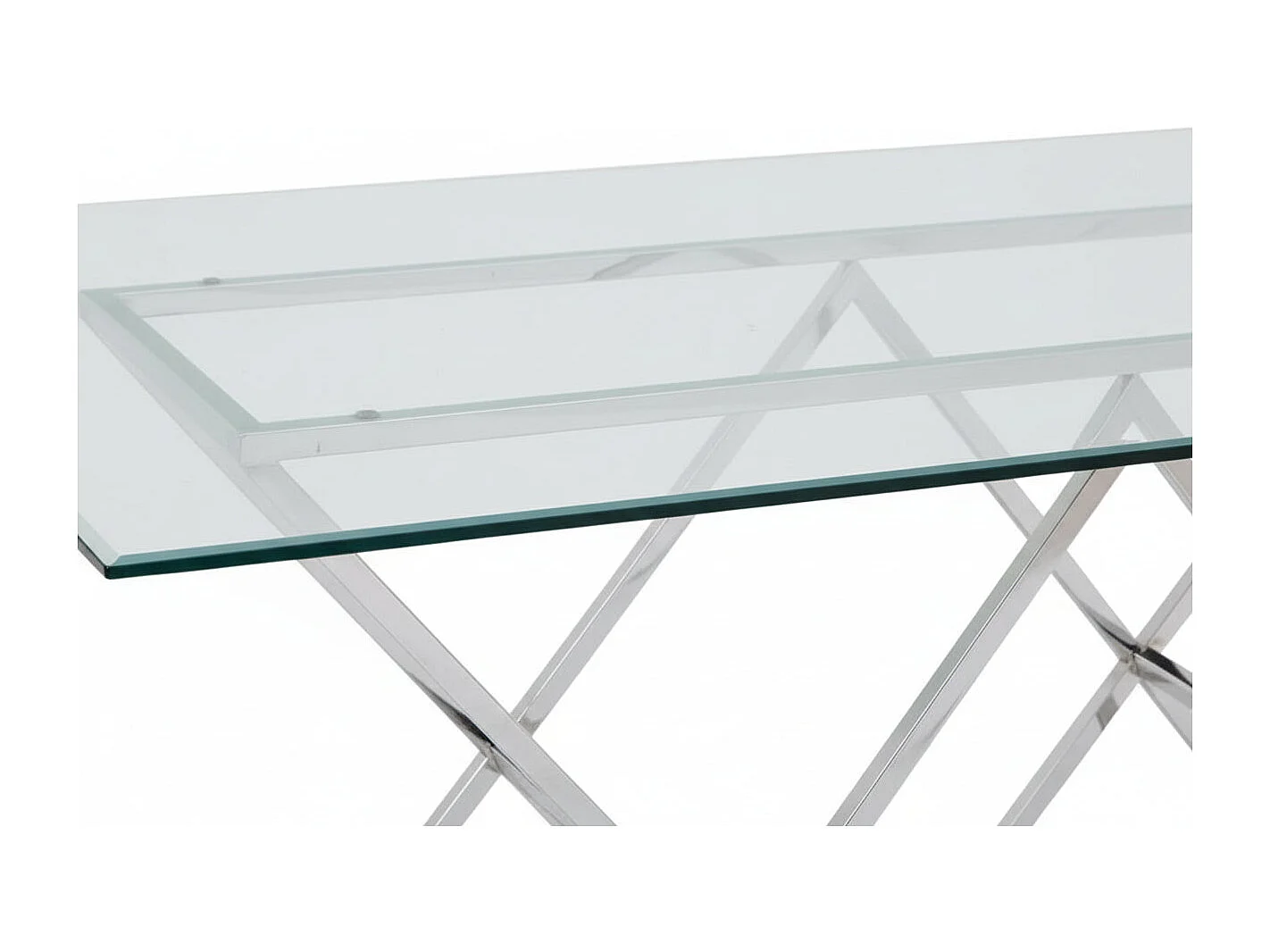 Table à Manger Rectangulaire Verre Transparent  Chrome – 180×90×75 cm – TRIANGLE