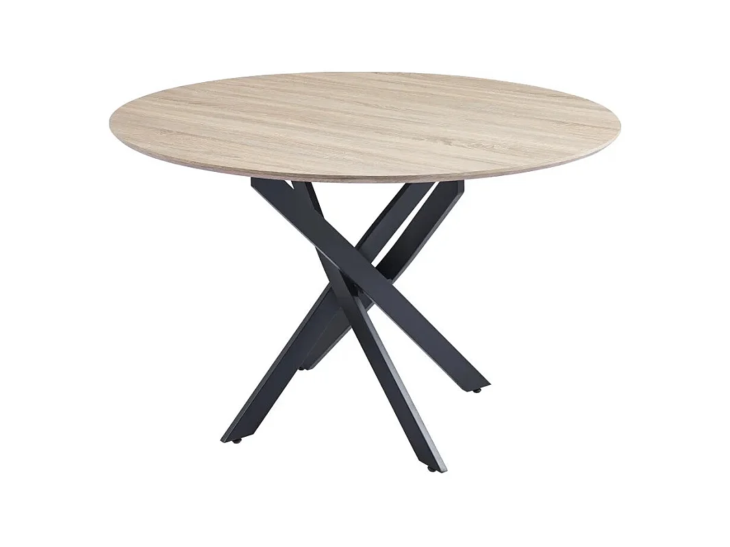 Table à manger JESSICA en bois CHENE pieds métal noir 100 cm