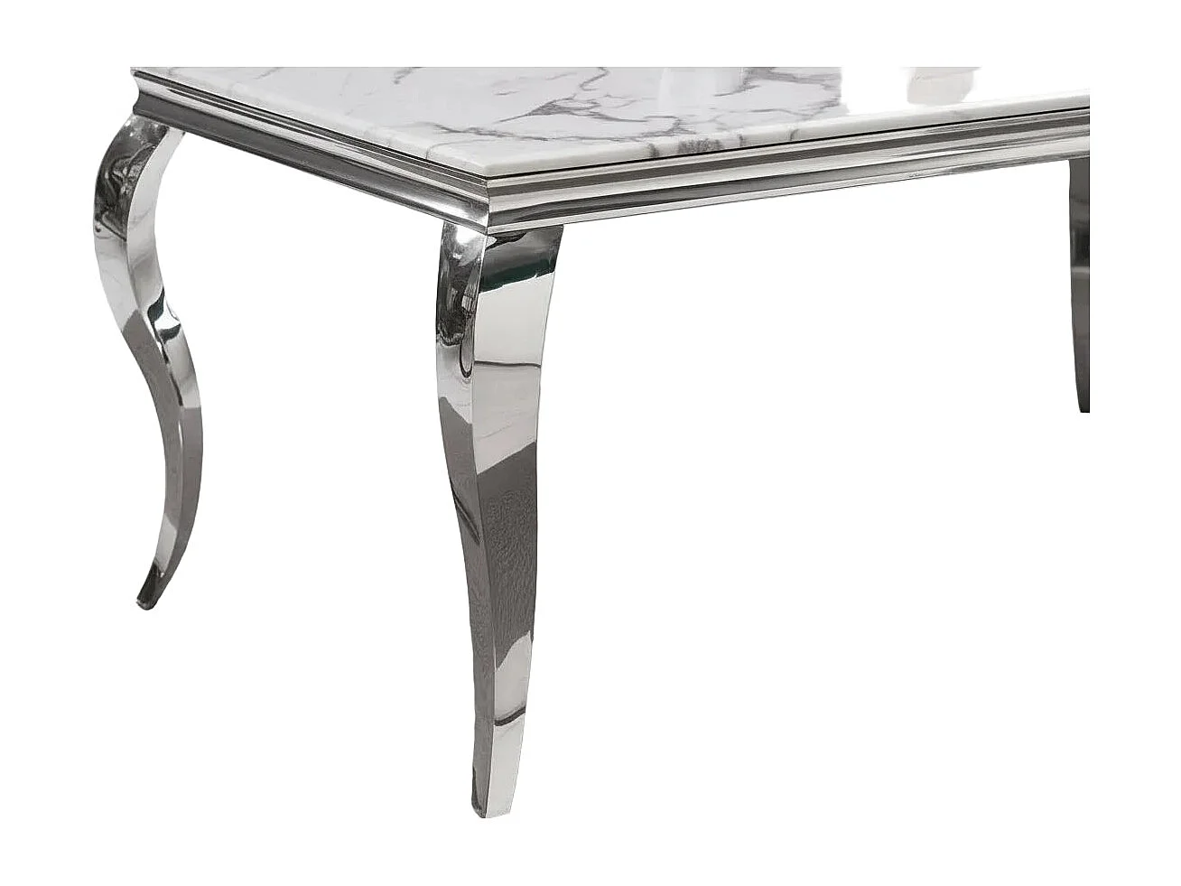 Table a manger verre effet marbre blanc chrome 180x90 cm BAROQUE