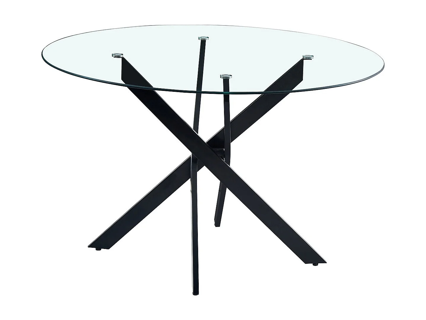 Table à manger ronde  JESSICA TRANSPARENT pieds Métal noir 100 cm 4 couverts