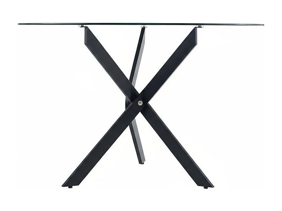 Table à manger ronde  JESSICA TRANSPARENT pieds Métal noir 100 cm 4 couverts