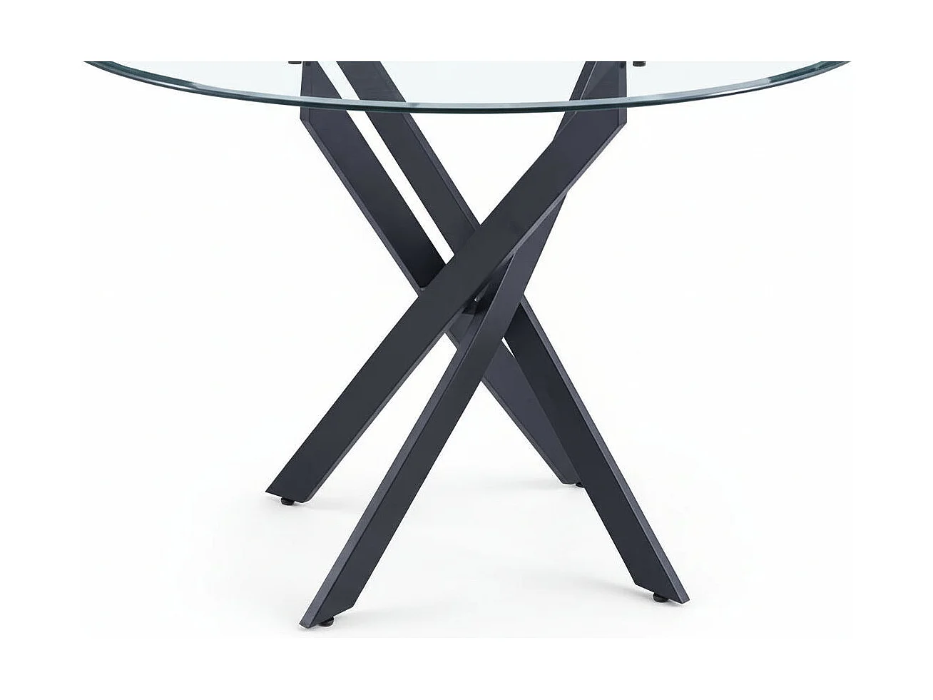 Table à manger ronde  JESSICA TRANSPARENT pieds Métal noir 100 cm 4 couverts