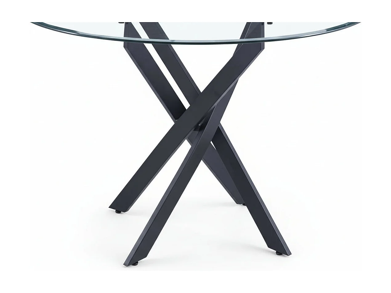 Table à manger ronde  JESSICA TRANSPARENT pieds Métal noir 100 cm 4 couverts