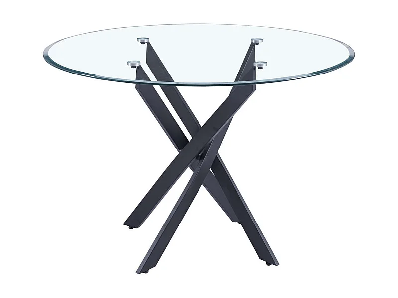 Table à manger ronde  JESSICA TRANSPARENT pieds Métal noir 100 cm 4 couverts