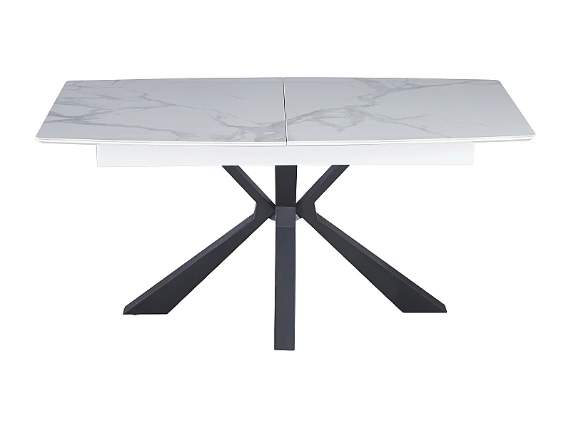 Table extensible BIANCA métal noir plateau Céramique BLANC