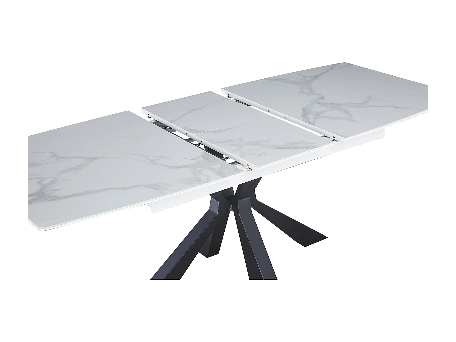 Table extensible BIANCA métal noir plateau Céramique BLANC