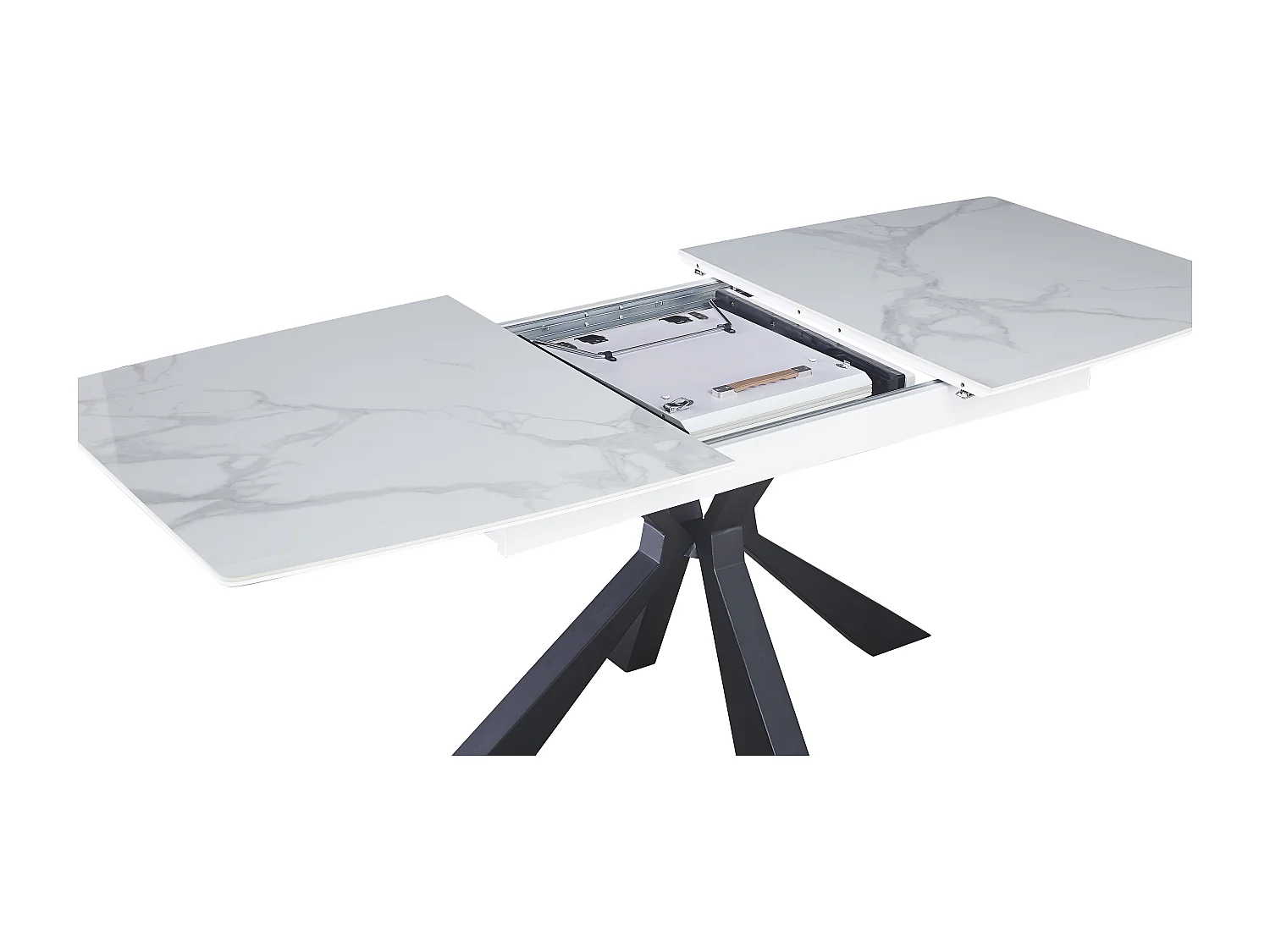 Table extensible BIANCA métal noir plateau Céramique BLANC