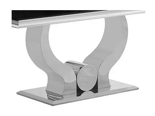 Table à manger verre noir pied métal chrome 180x90 cm TROFY