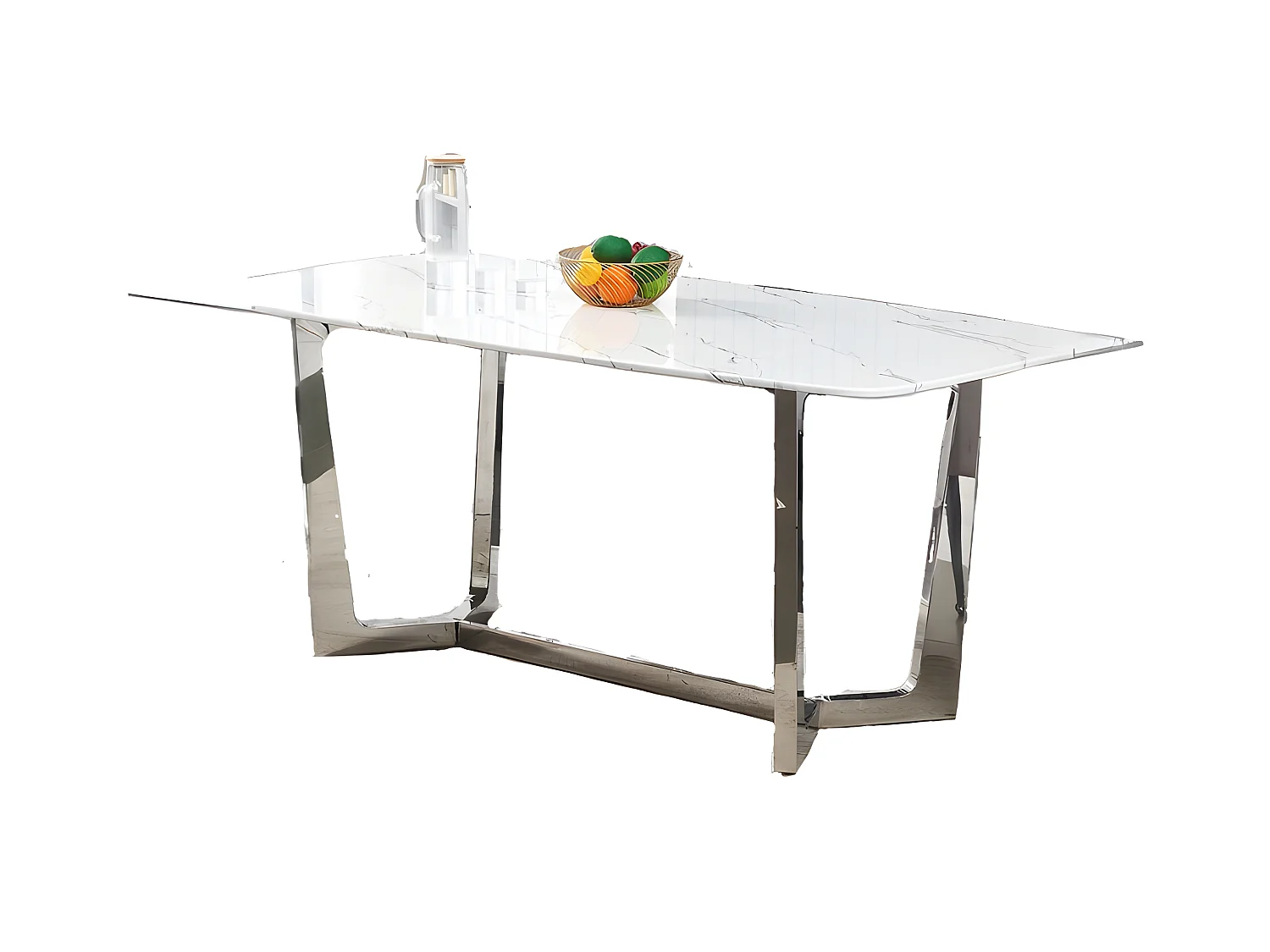 Table à manger GOSSIP plateau en Granite Marbré Blanc