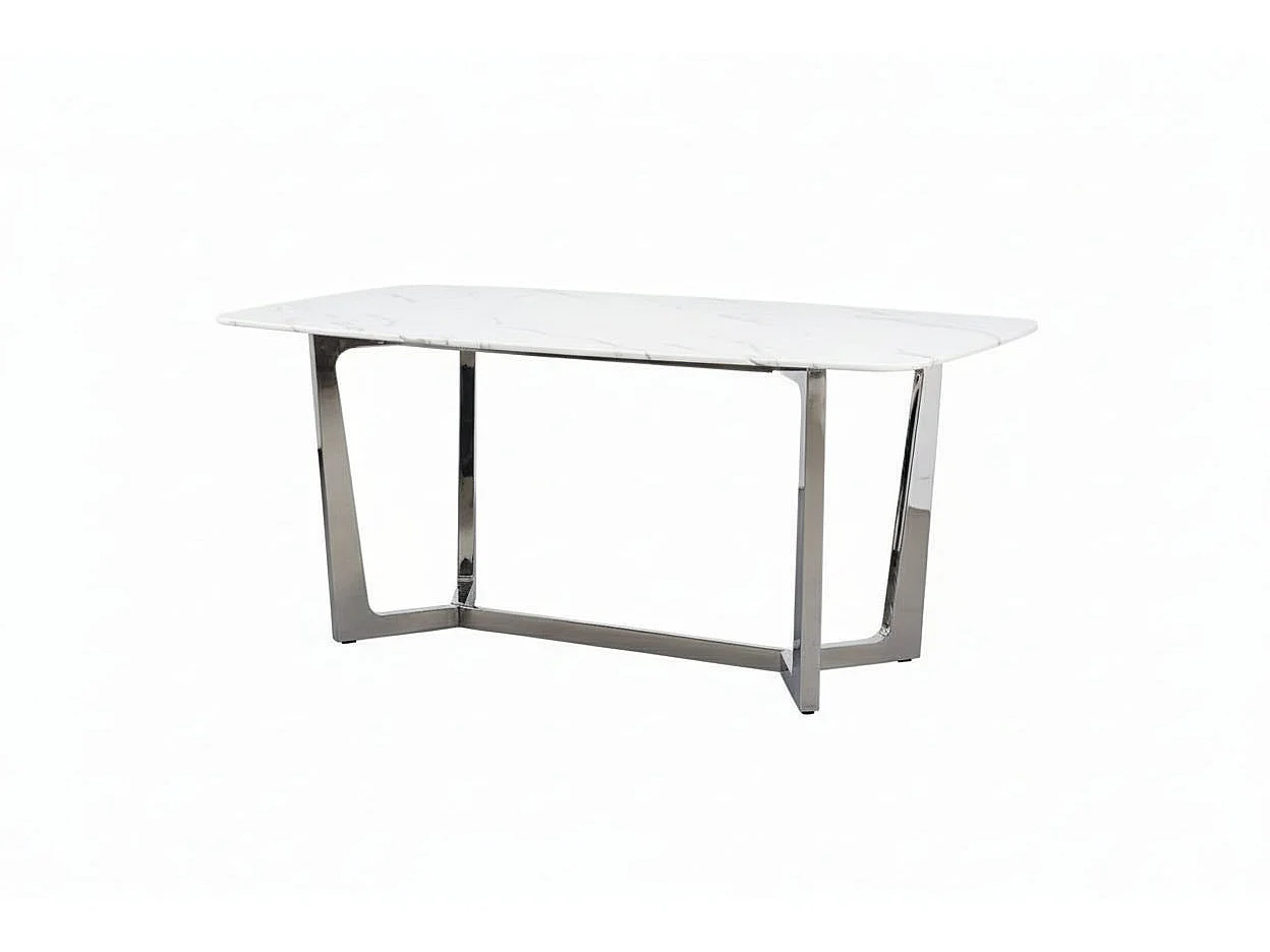 Table à manger plateau granite marbré blanc 180x90 cm – GOSSIP