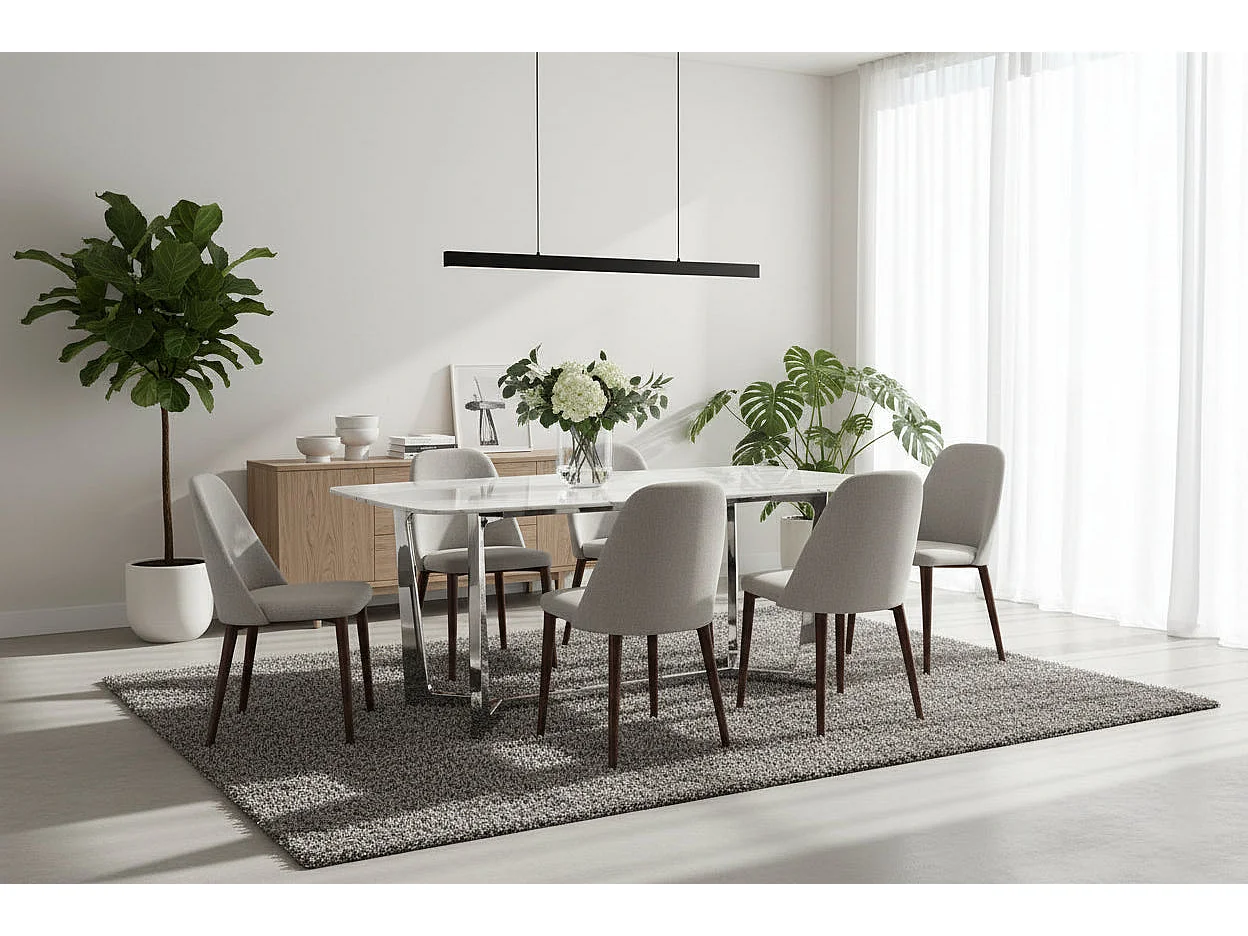 Table à manger plateau granite marbré blanc 180x90 cm – GOSSIP