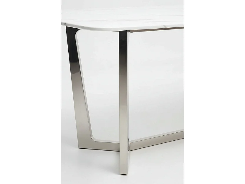 Table à manger plateau granite marbré blanc 180x90 cm – GOSSIP