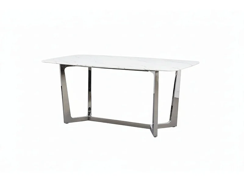 Table à manger plateau granite marbré blanc 180x90 cm – GOSSIP