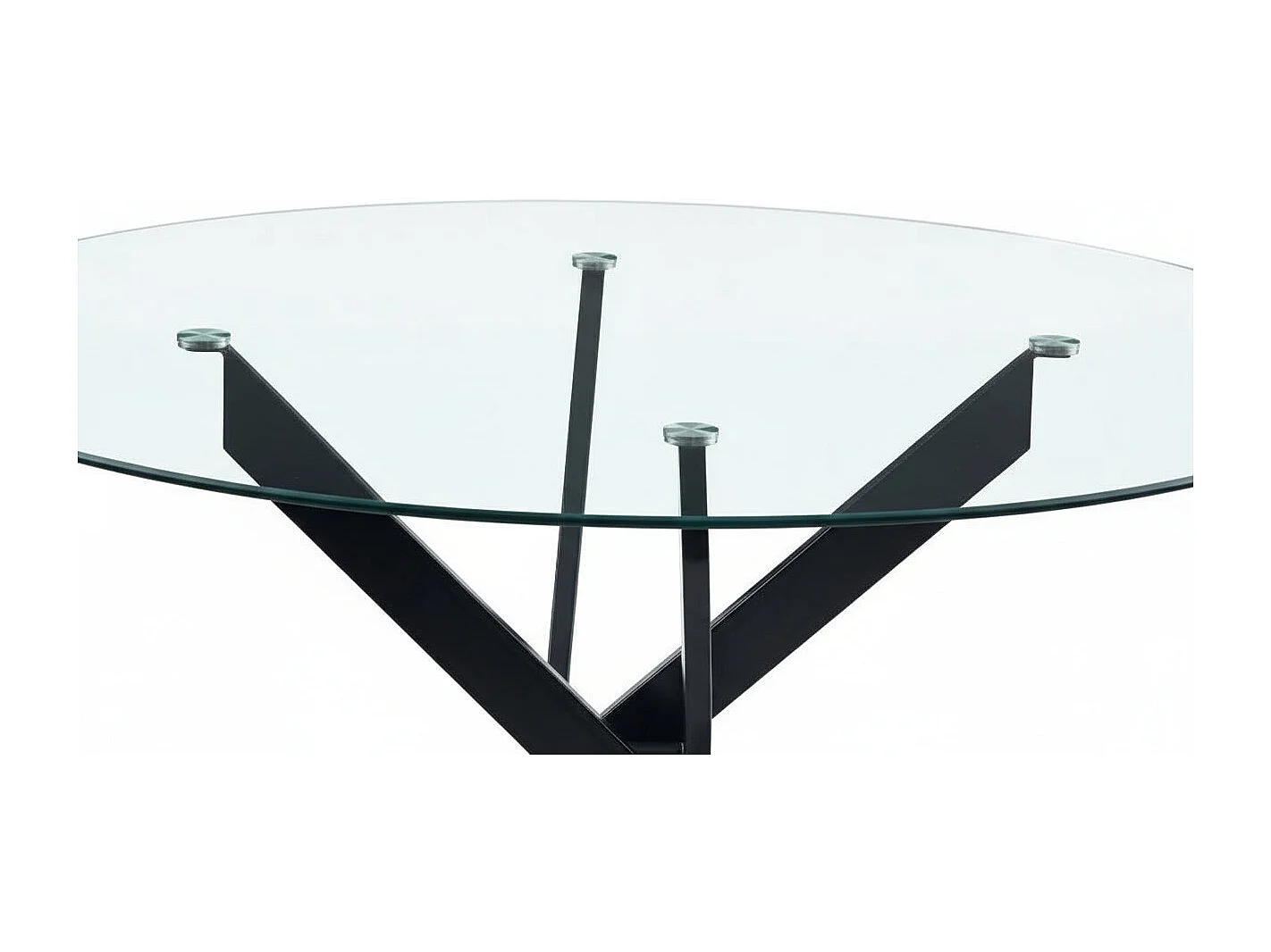 Table a manger ronde JESSICA TRANSPARENT en Métal noir XXL 120 cm 4 couverts