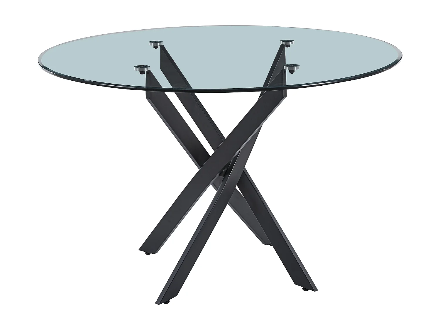 Table a manger ronde JESSICA TRANSPARENT en Métal noir XXL 120 cm 4 couverts