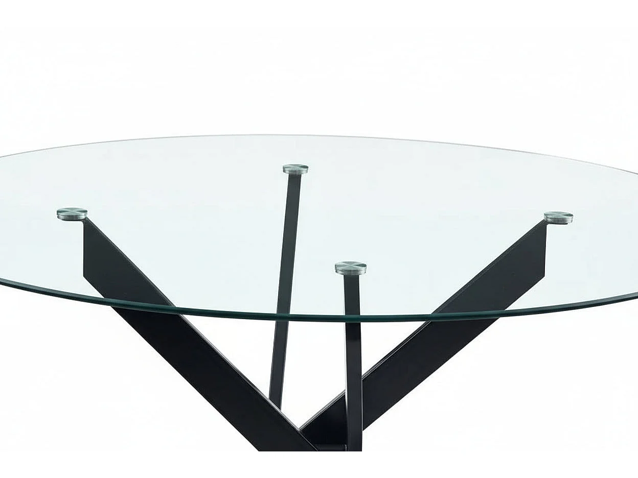 Table à manger ronde JESSICA TRANSPARENT en Métal noir XXL 120 cm 4 couverts
