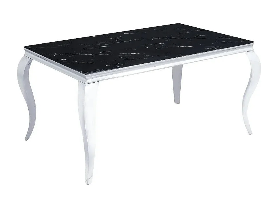 Table à manger verre marbré noir 180x90 cm 6-8 pers BAROQUE