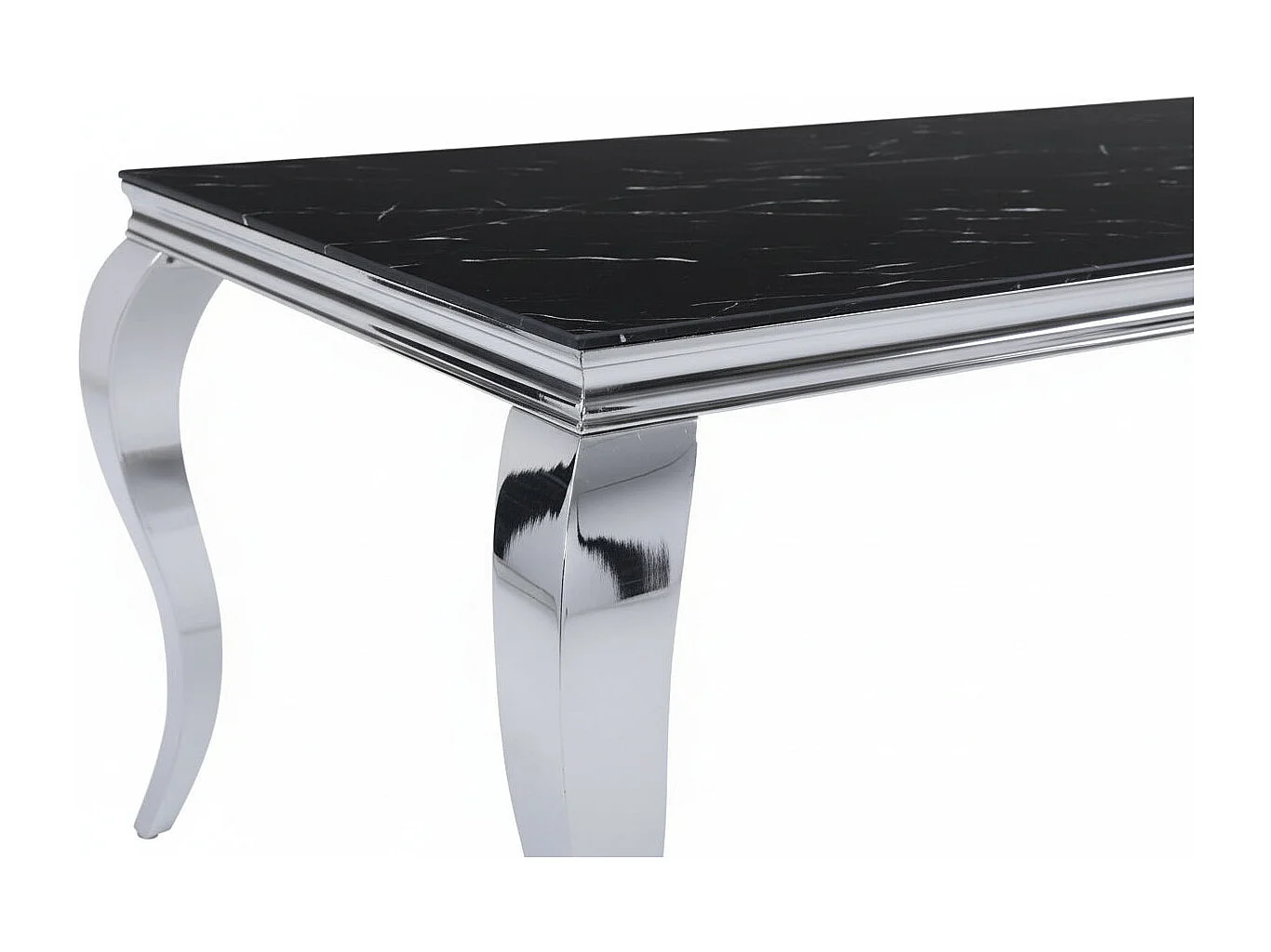 Table à manger verre marbré noir 180x90 cm 6-8 pers BAROQUE