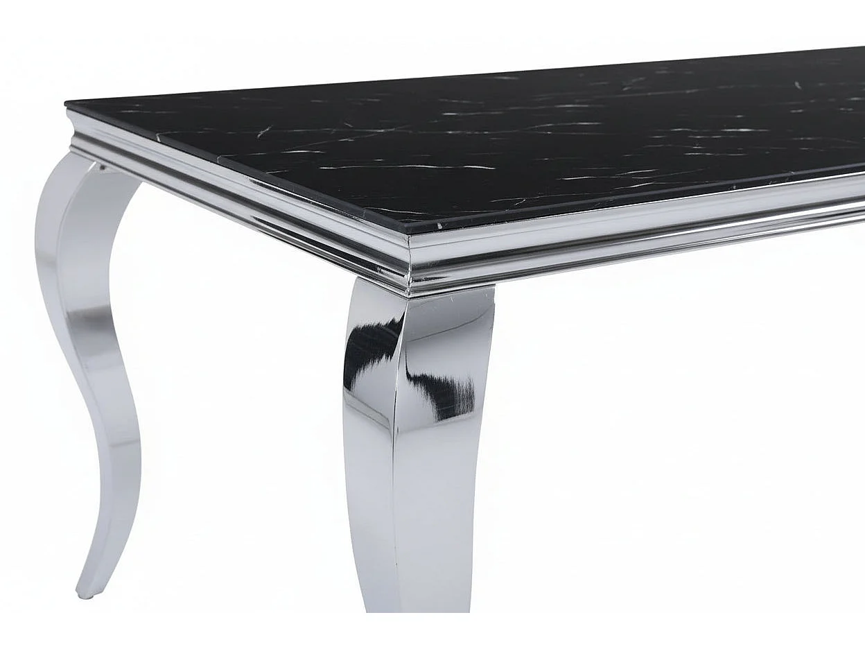 Table à manger verre marbré noir 180x90 cm 6-8 pers BAROQUE