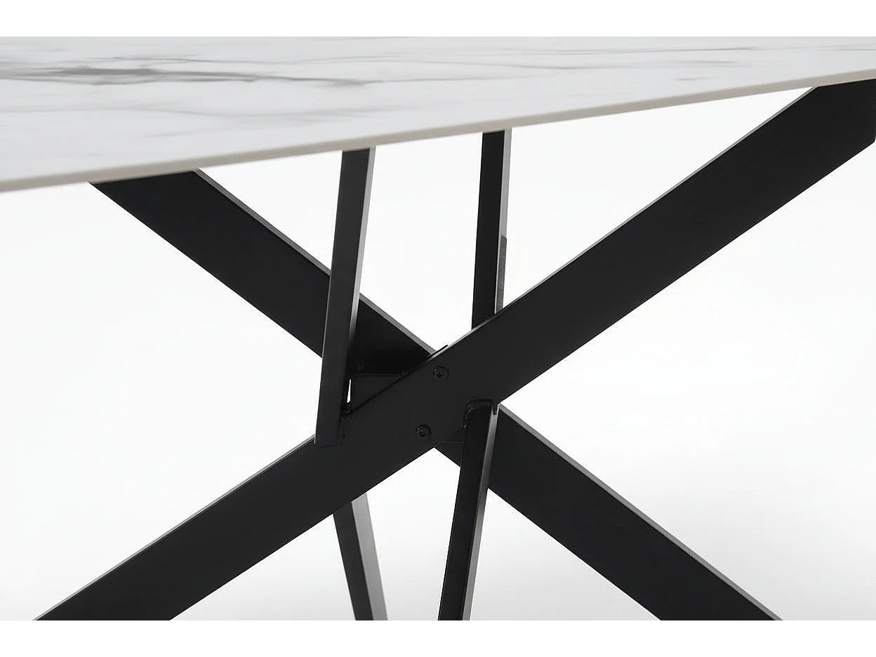 Table à Manger Rectangulaire Verre Marbré Blanc 150 cm JESSICA