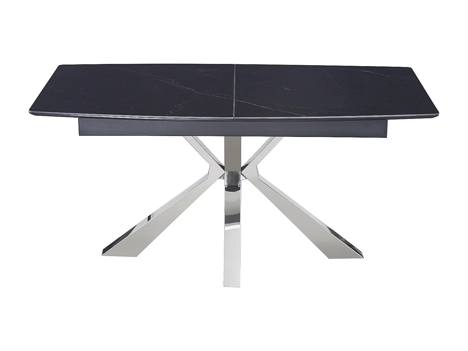Table à Manger Extensible Céramique Marbrée Noire Chrome – 160/200 cm - BIANCA