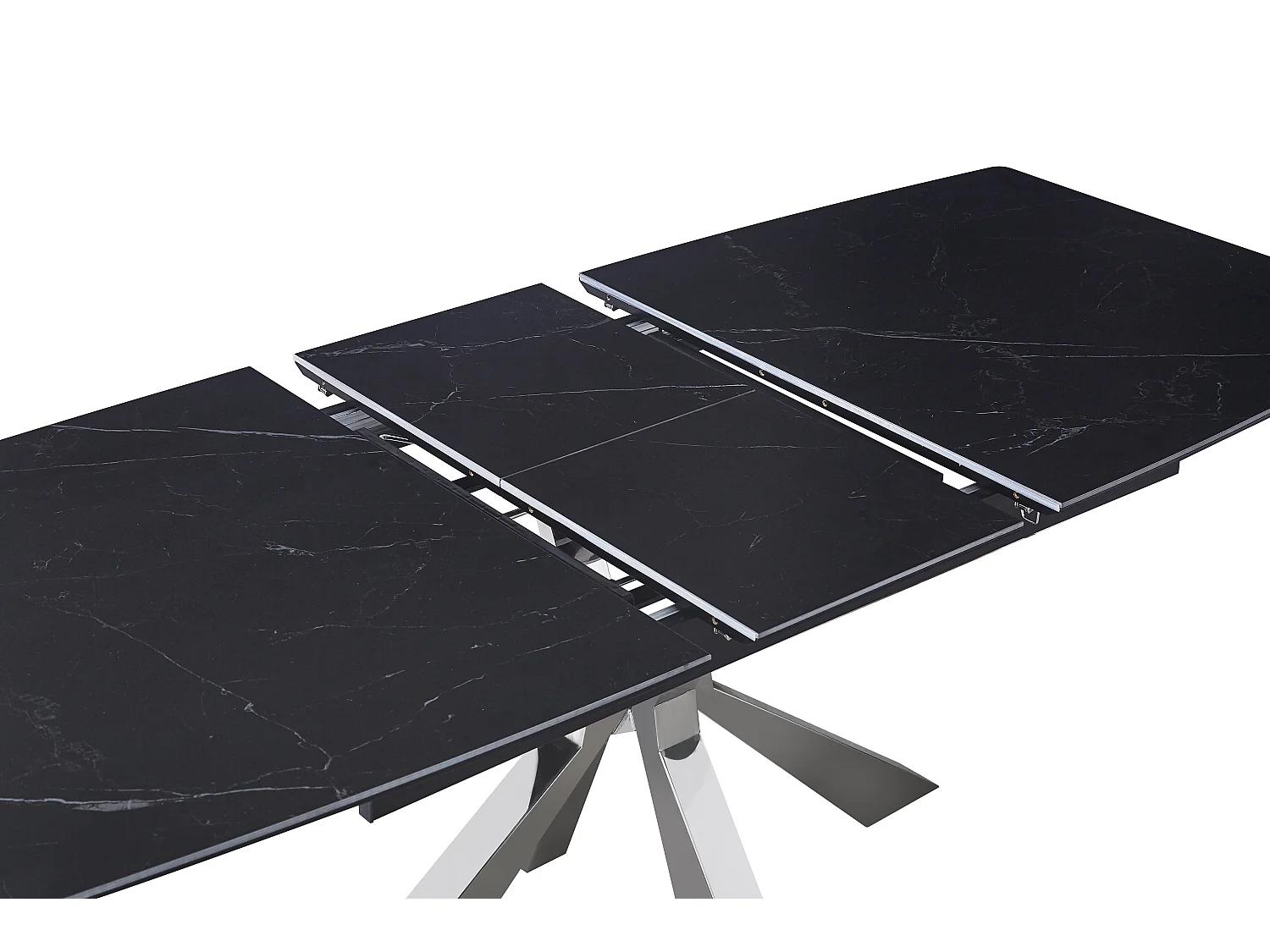 Table à Manger Extensible Céramique Marbrée Noire Chrome – 160/200 cm - BIANCA