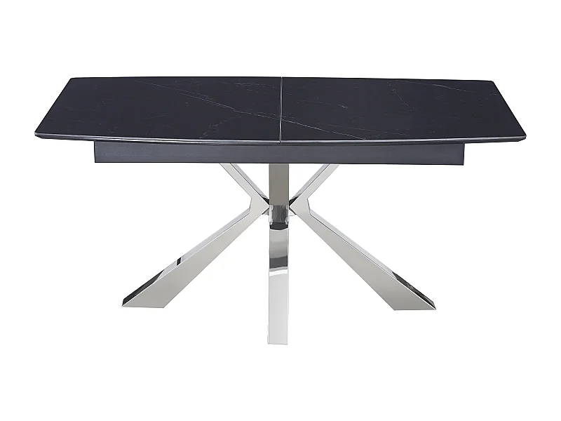 Table à Manger Extensible Céramique Marbrée Noire Chrome – 160/200 cm - BIANCA
