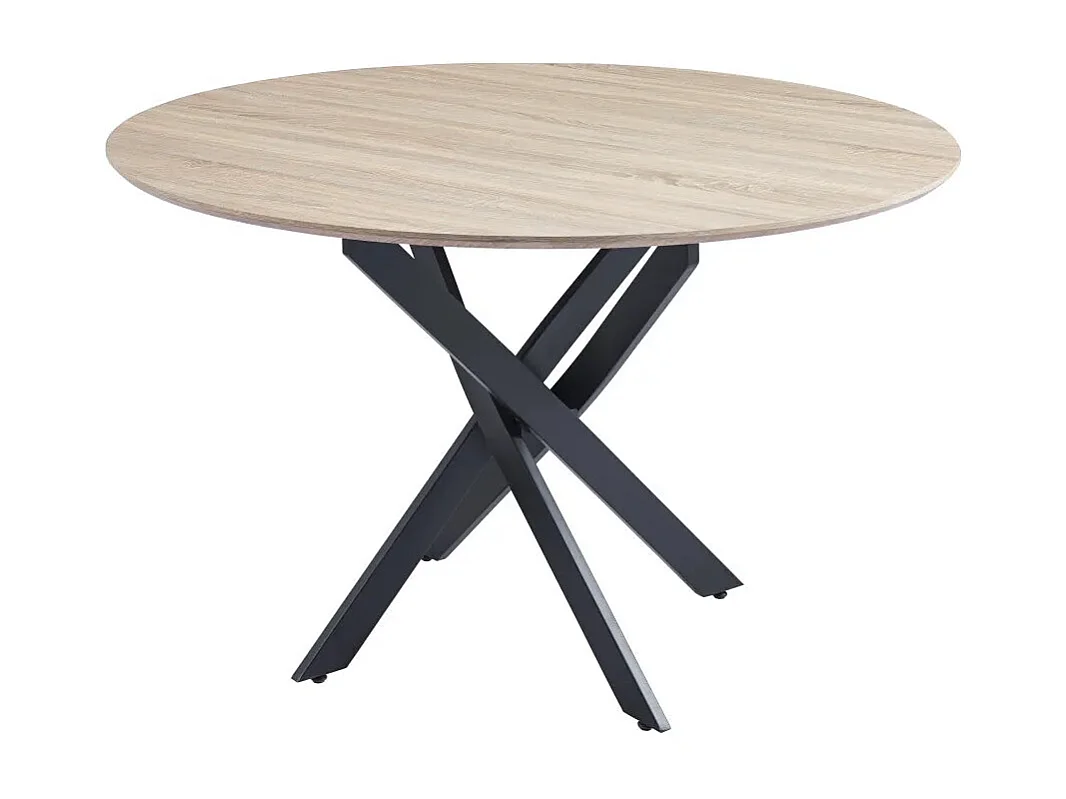 Table à manger JESSICA en boisCHENE pieds métal noir 120 cm