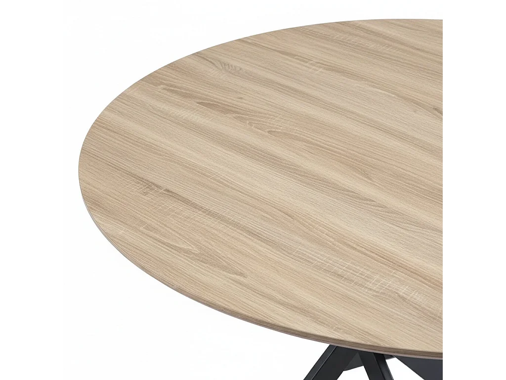 Table à manger JESSICA en bois CHENE pieds métal noir 120 cm