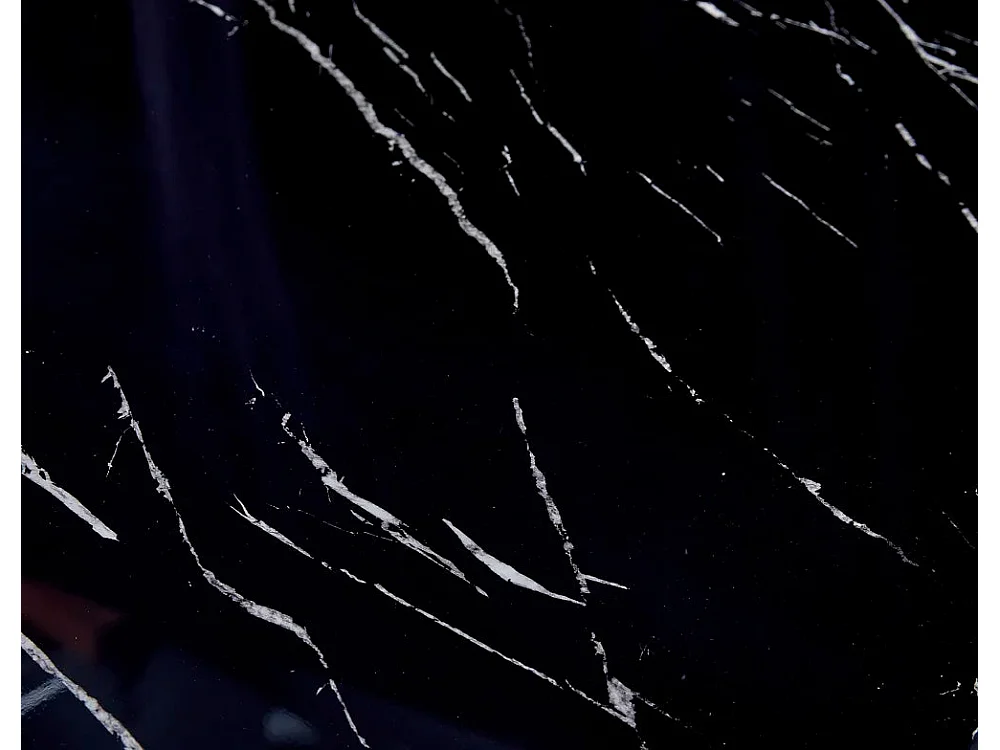 Table à manger TROFY 4 à 6 personnes 150x90 cm chrome plateau en verre effet marbré noir